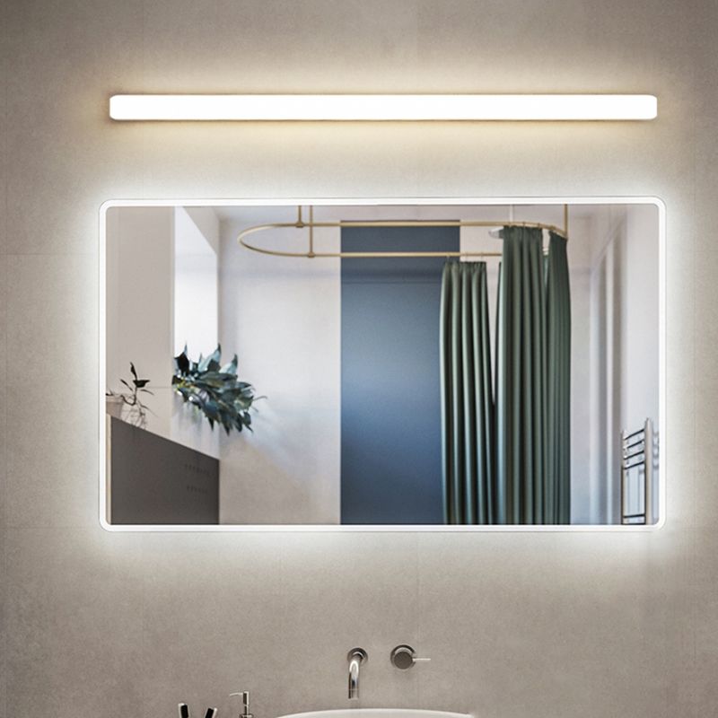 White Modern Wall Sconce Geometric Shape Vanity Lamp with Plastic Shade for Bathroom