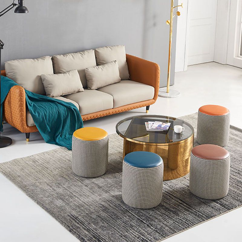 Modern Stain Resistant Pouf Round Shape Pouf for Living Room