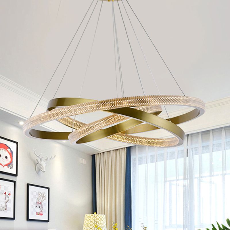 Fissature per illuminazione lampadario multi-testa lampada lampadario moderno ad anello con tonalità acrilica chiara