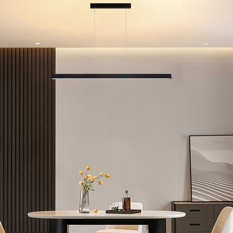 Metal Strip Chandelier Light Fixture Simple LED Island Pendant for Dining Room