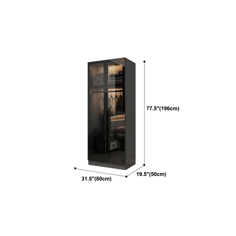 Contemporary Home Wardrobe Armoire Black Glass Wardrobe Cabinet
