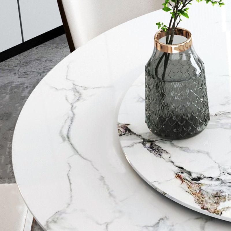 Glam Dining Round Table Sintered Stone Table with Metal Legs for Home Use