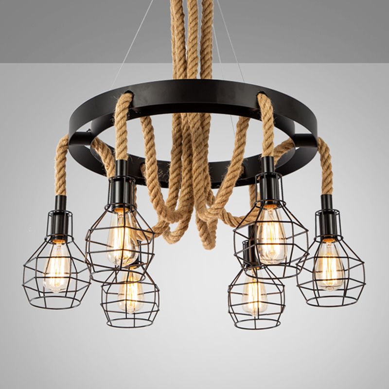 Stile industriale Legno sospeso lampadario Bronzo Bronzo Lampada sospesa per bar