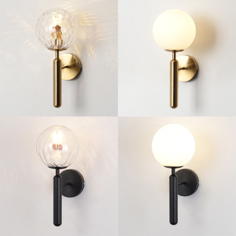 Oro e nero rotondo a muro leggero moderno in stile semplice vetro applique a luce singola