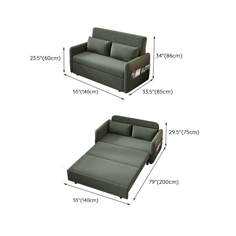 33" Wide Scandinavian Sleeper Sofa Futon Green Corduroy Sleeper Sofa