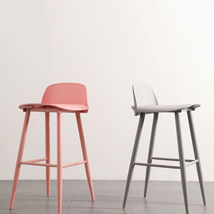 Nordic Armless Backrest Counter Stool Iron Kitchen Bar Stool with Acrylic Seat and Pedal