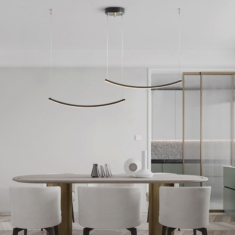 Linear Shape Island Pendants Contemporary Style Metal Pendant Lighting Fixtures