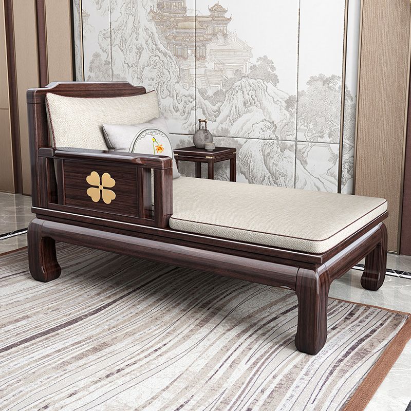 Traditional with Arms Wooden Chaise with Pillow Round Arms for Bedroom Living Room