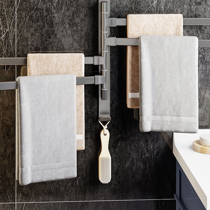 Contemporary Gray Bathroom Accessory Set Aluminum Towel Bar