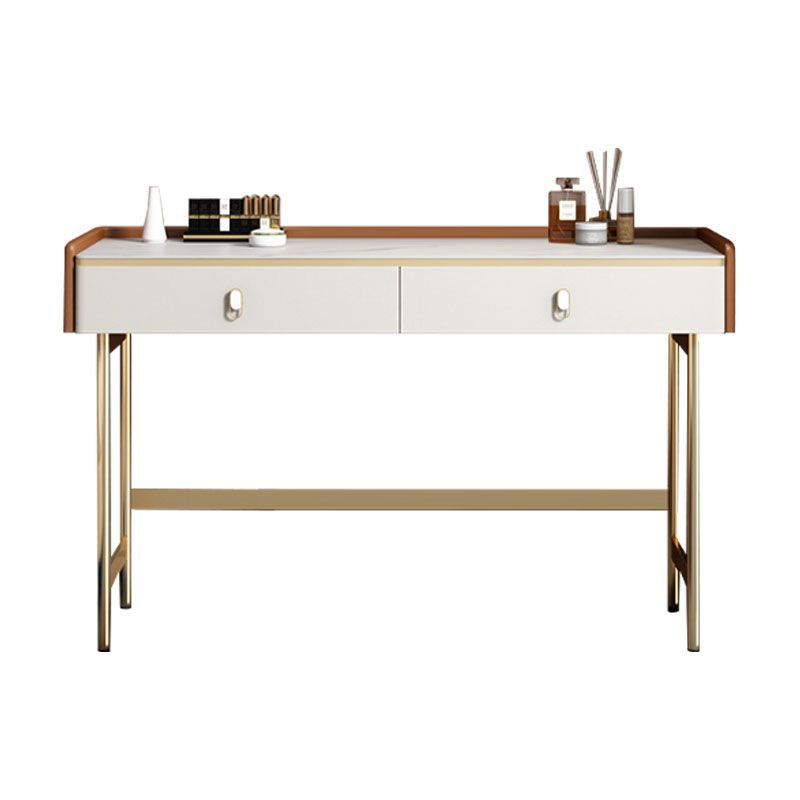 Glam Style Stone Top Dressing Table for Bedroom Orange Vanity Set