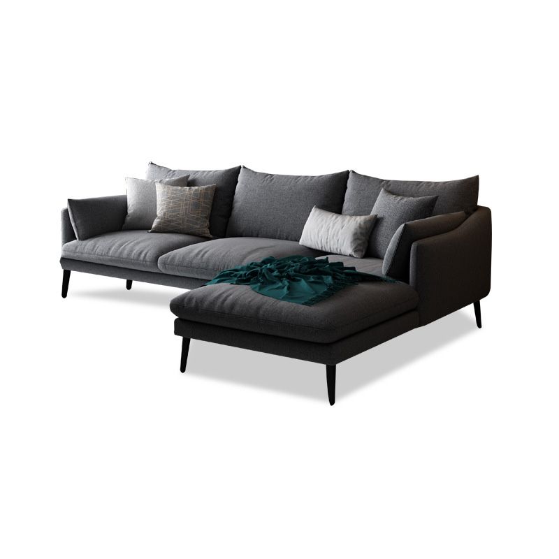 Modern 3/4-seater Fabric Sofa & Chaise Grey Slipcovered Sectional