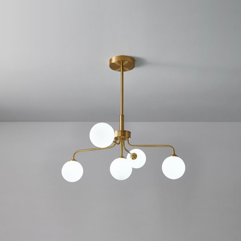 Modern Simplicity Sputnik Pendant Chandelier Opal Glass Hanging Light Fixture for Living Room
