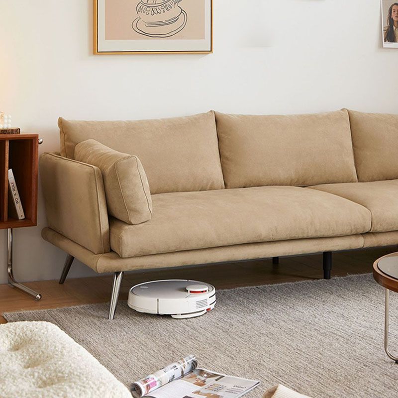 3/4-seat Modern Brown Sofa Wear-resistant Sofa with Metal Legs
