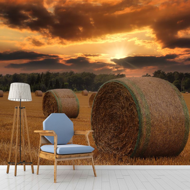 Customized Straw Bale Mural Photography Horizontal for Sleeping Room Bedroom
