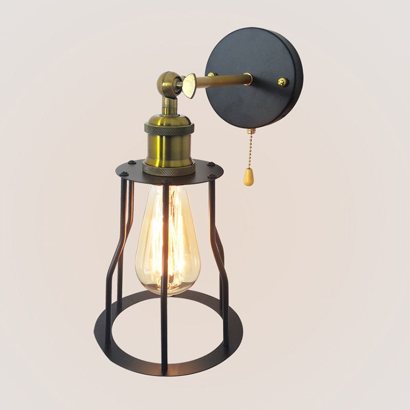 Industrial Unique Shape Wall Mount Light Fixture Metal Sconce Lamp in Black