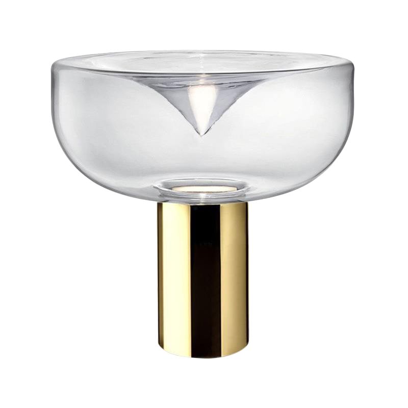 1 tête de salon de bureau lampe de lecture en or moderne Light Light avec une teinte en verre transparent en urne