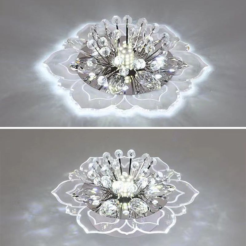 Flower-shaded Flush Mount Ceiling Light Fixture Modern Crystal Flushmount Recessed Lighting