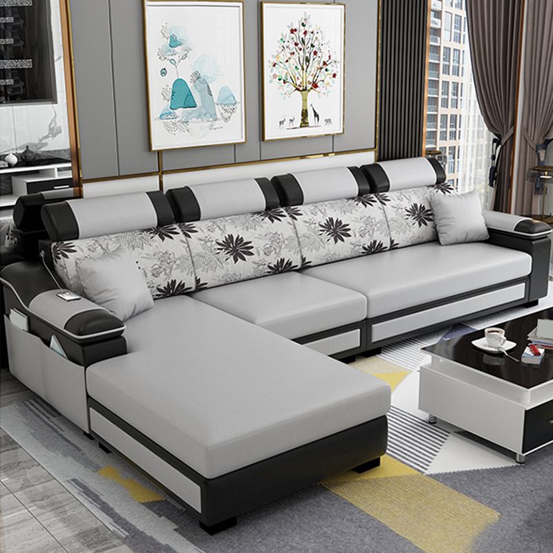 110.23" L Modern Sectional Stain-Resistant Faux leather Sectional