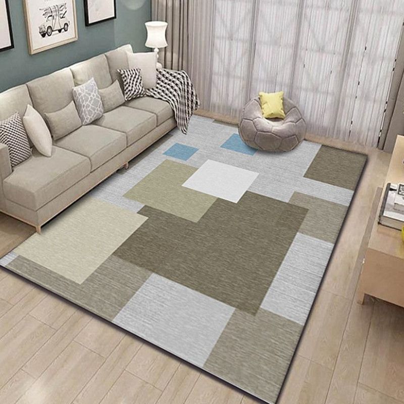 Yellow Geometric Rug Polyester Modern Rug Washable Indoor Rug for Home Decor