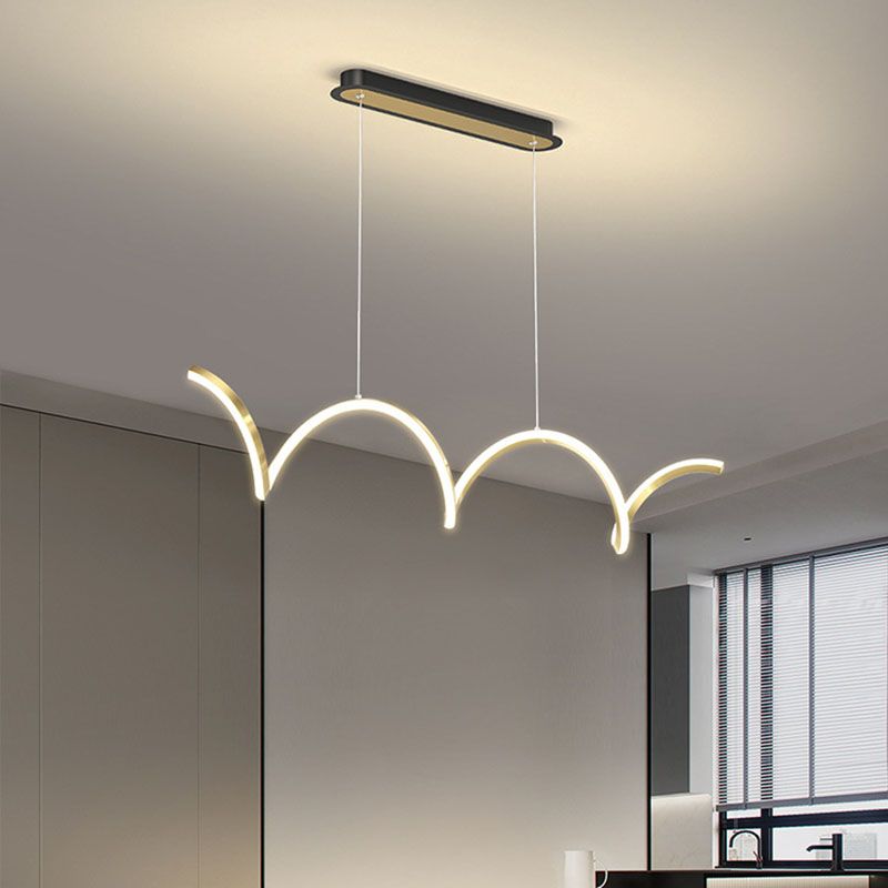 Modern Minimalist LED Island Light Acrylic Linear Hanging Lamp for Dining Room