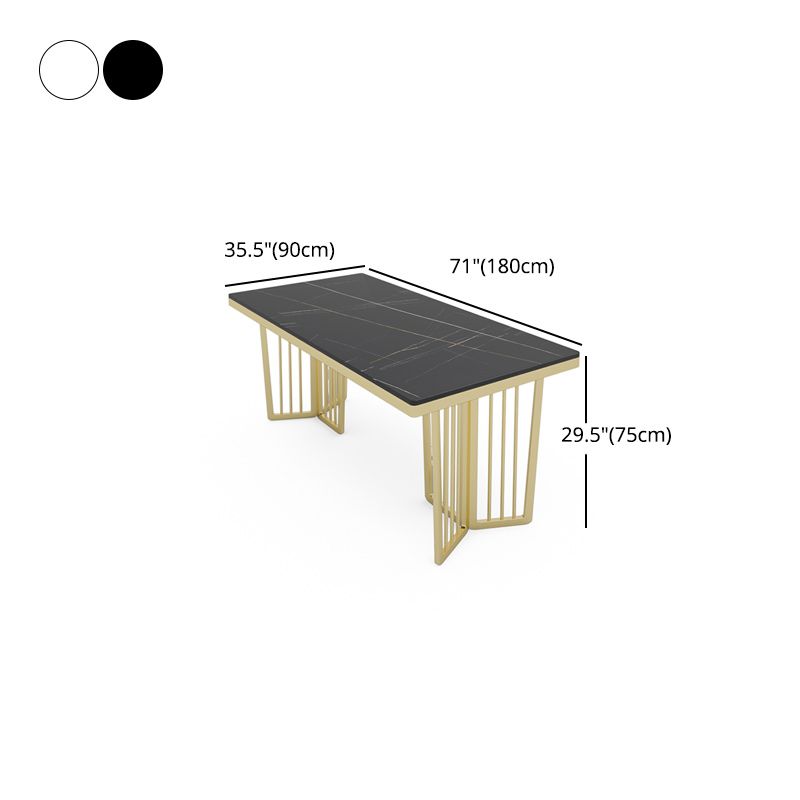 Glam 1/2/5/6/7 Pieces Gold Dinette Set with Sintered Stone Top Rectangle Dining Table Set