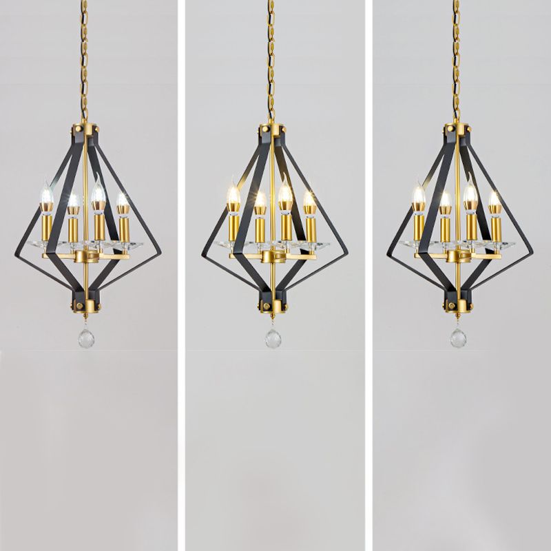 Chandelier géométrique Metal industriel 4 lumières Pendant le lustre pour salle à manger