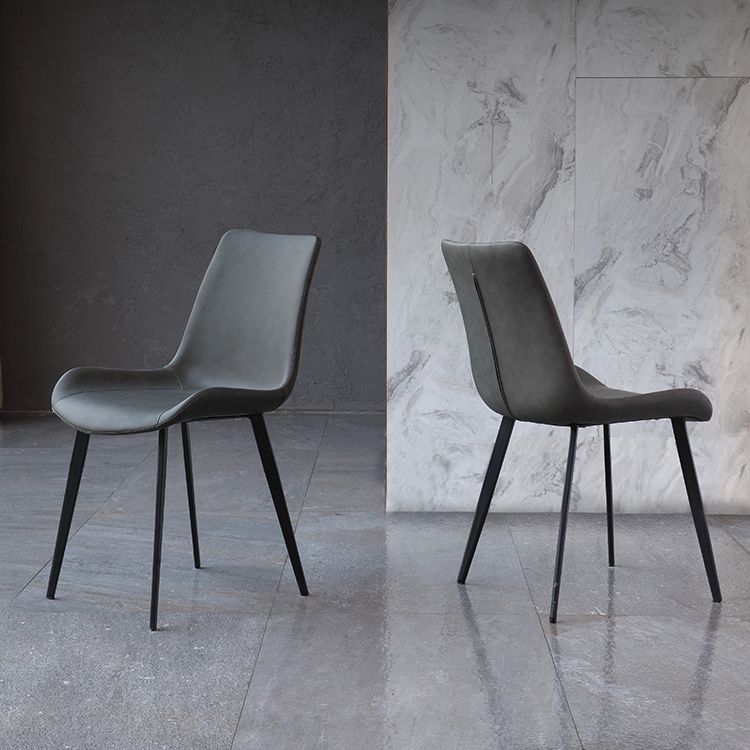 Faux Leather and Metal Side Chair Set Upholstered Side Dining Chairs