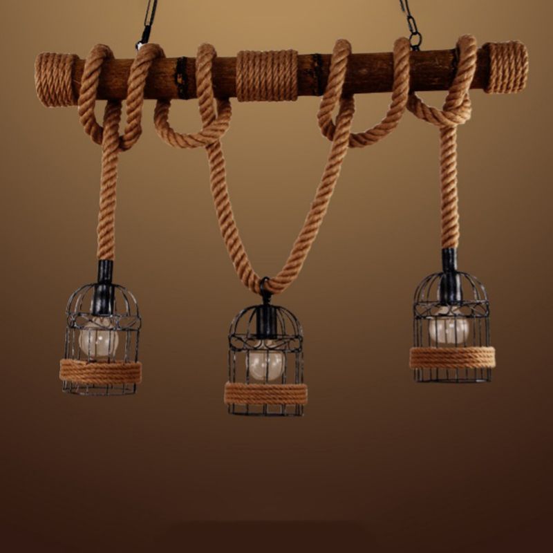 Rope Island Pendant Industrial Style Island Light Fixtures for Living Room