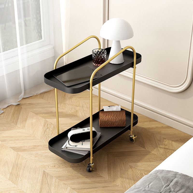 25.2" Tall Metal Side Table Shelf Included End Table with Casters
