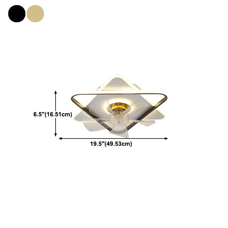 3-Lights Modern LED Fan Light Metal Geometric Flush Mount Light for Living Room