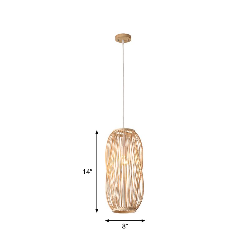 Linterna iluminación colgante tradicional bambú 1 bombilla 8 "/9" kit de lámpara colgante de madera de ancho