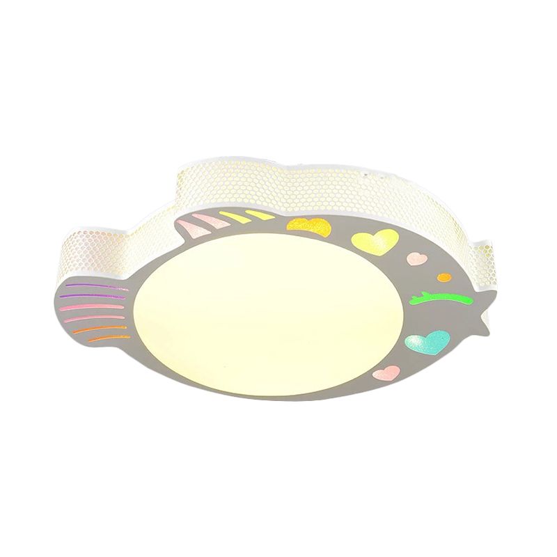 Turbot Shaped Ceiling Mounted Fixture Contemporary Acrylic White LED Flushmount for Bedroom in Warm/White Light