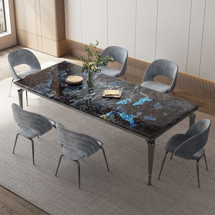 1/4/7 Pieces Modern Stone Top Rectangle Stainless Steel Base Dining Set for Home