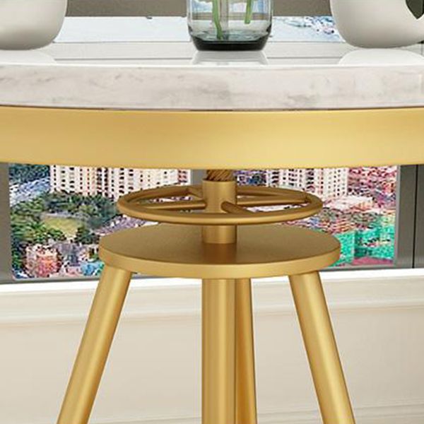 Glam 1/2/3/4/5 Pièces Ensemble de table à manger blanc-gold avec ensemble de dinette ronde en pierre