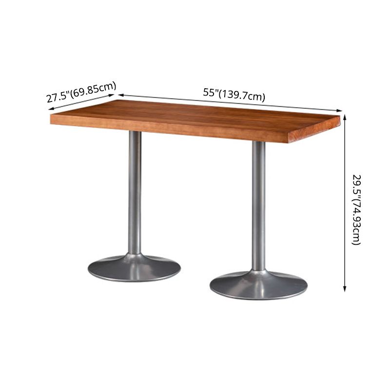 Industrial Wooden Dining Room Set with Rectangle Table and Iron Base Kitchen Table Set