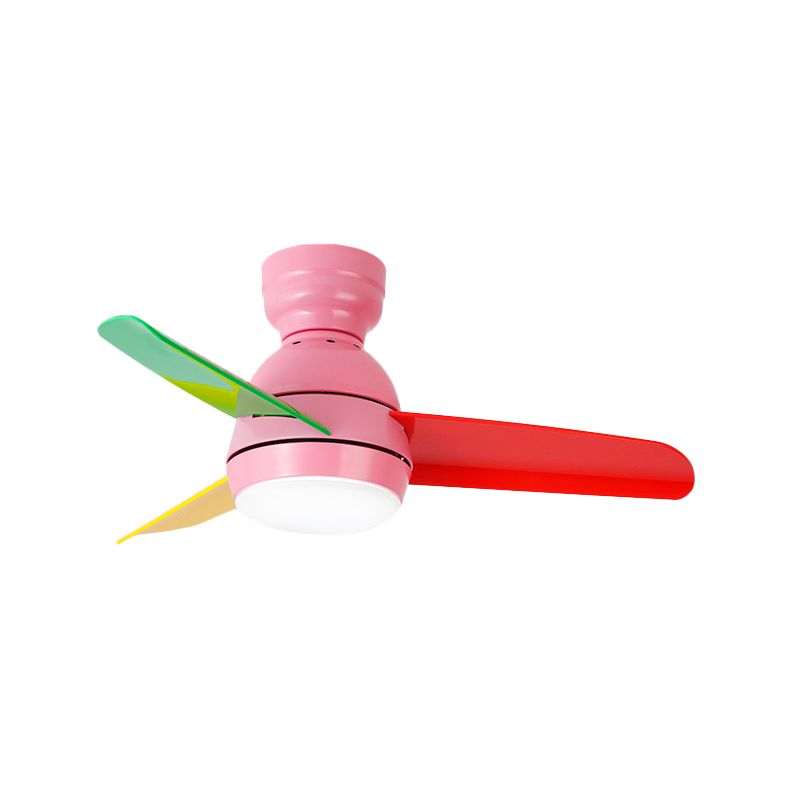 33,5 "W zeitgenössischer Kreis Hanges Lüfter Leichter Acrylwand/Fernbedienungskontrolle LED Semi Flushmount in Schwarz/Weiß/Rosa für Schlafzimmer, 3 Klingen