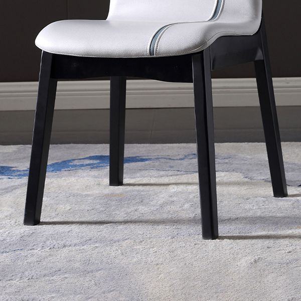 Contemporary Home Side Chair Solid Back Upholstered Wood Dining Room Chair