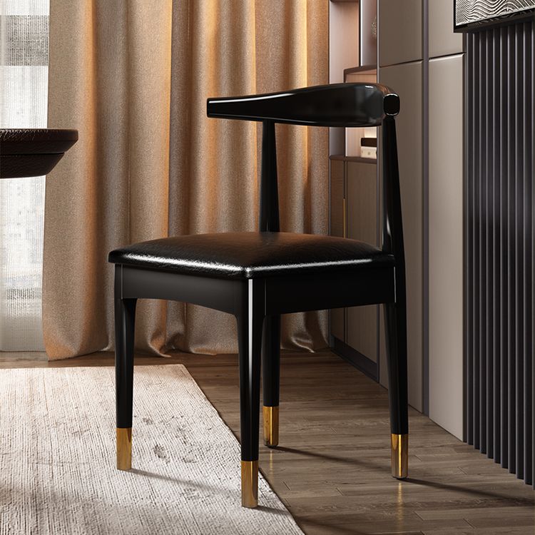 Silla de comedor de madera de estilo escandinavo, silla sin brazos con cuerno de vaca
