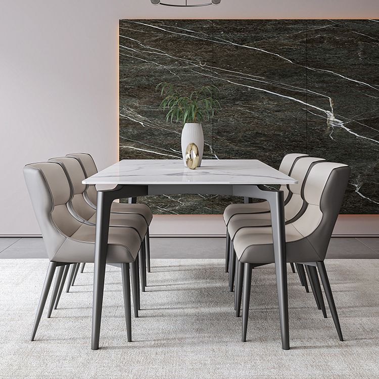 Simplicity Dinette Table Rectangle Stone Dinner Table for Dining Room