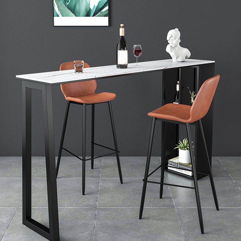 Industrial Style Bistro Bar Desk Stone Rectangle Pub Table for Cafe and Breakroom