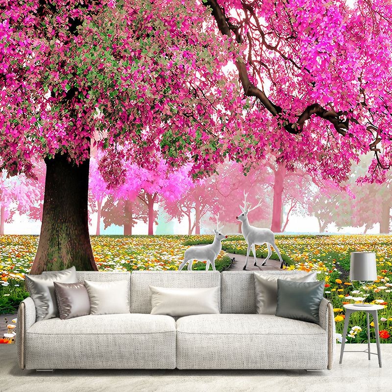 Water-Resistant Blossoms Wall Mural Personalized Size Simple Wall Art for Coffee Shop Decor