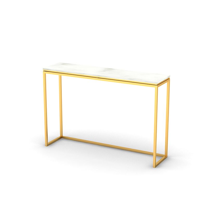 Glam Rectangle Console Table with White Marble Sofa Table,30"