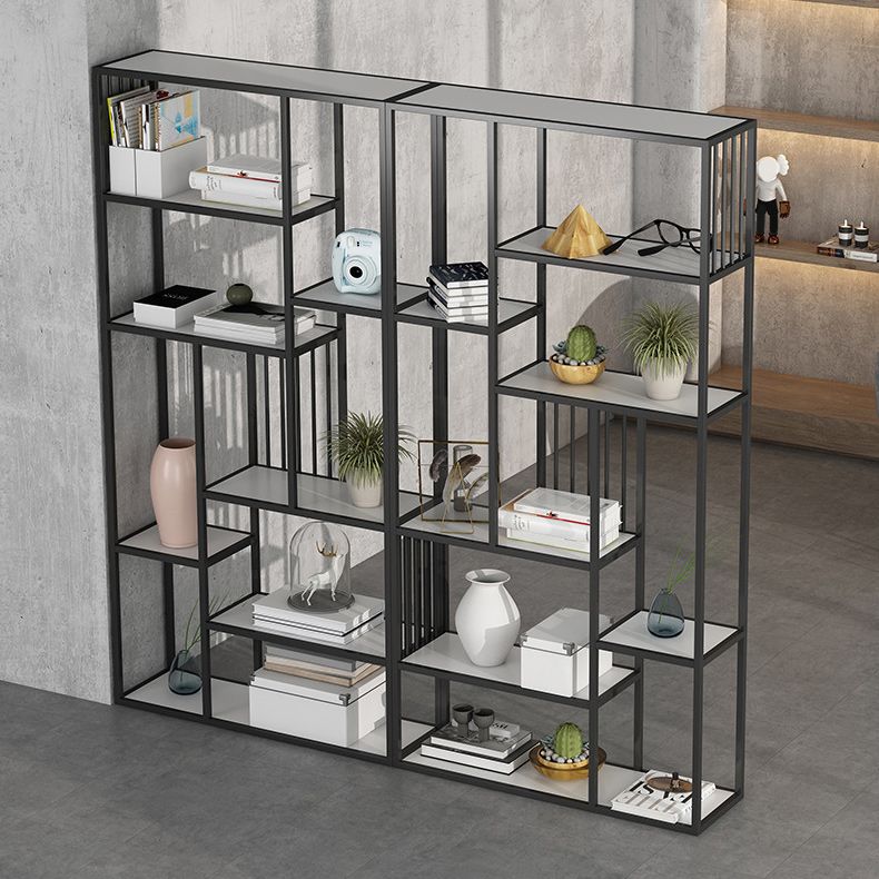 Antique Finish Shelf Bookcase Metal Etagere Bookshelf with Shelves