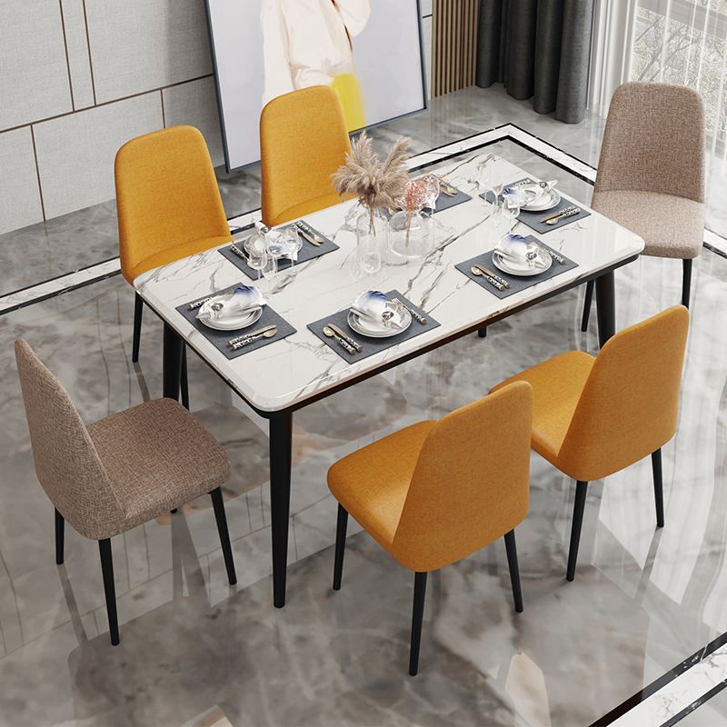 Scandinavian Home Parsons Chair Upholstered Solid Back Metal Dining Room Chair
