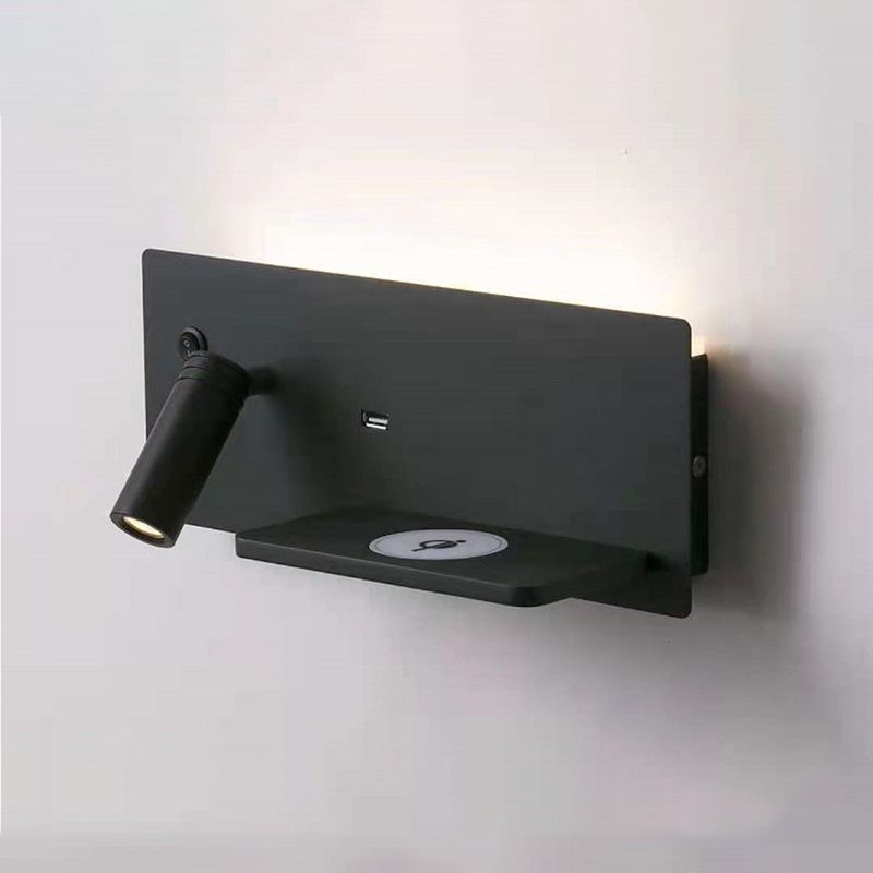 Lámparas de pared rectangulares de estilo contemporáneo metal 2 luces lectura de luz de pared