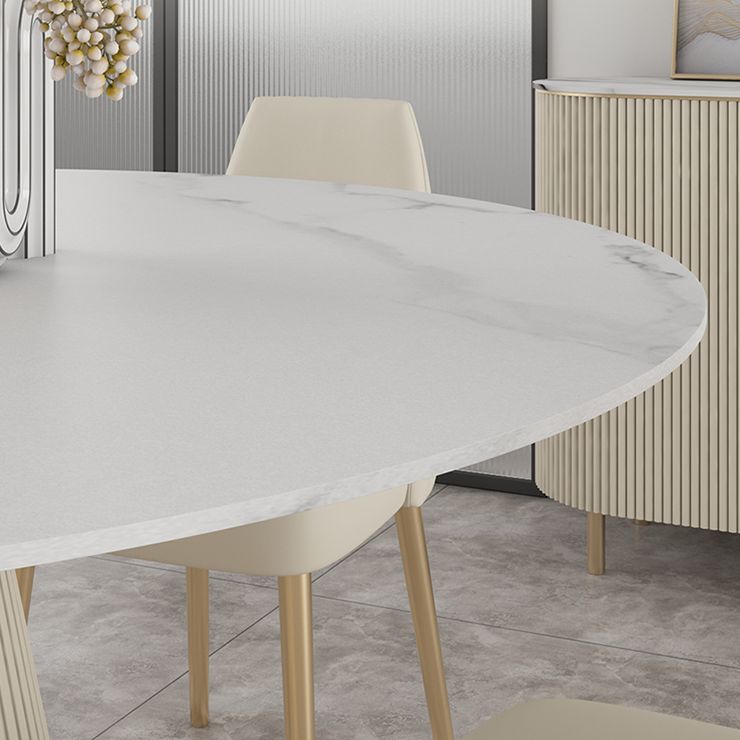 Modern Round Dining Table Stone Top Table with Pedestal Base