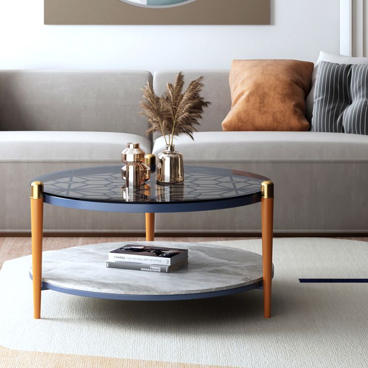 Contemporary Round Coffee Table 3 Legs Cocktail Table for Home