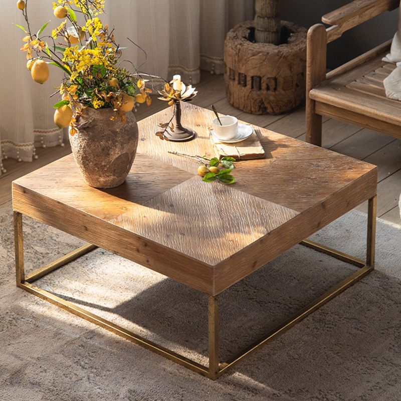 Distressed Wood & Iron Coffee Table French Country Style 1 Single Cocktail Table