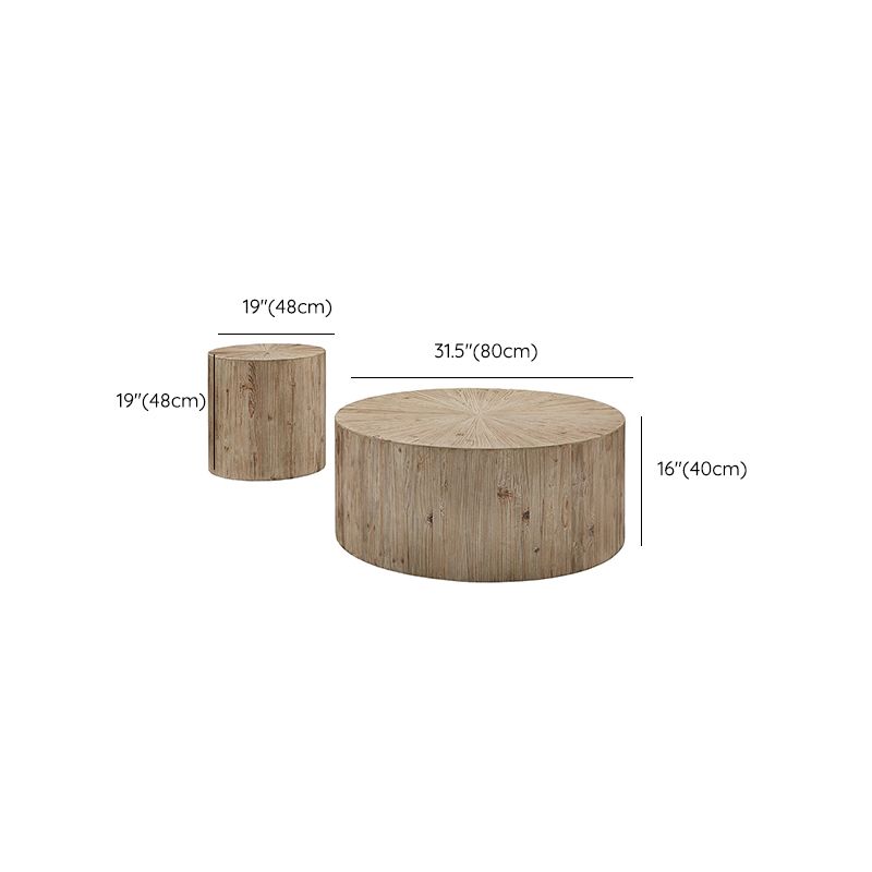 Tree Stump End Table Contemporary Wooden Side End Snack Table for Bedroom