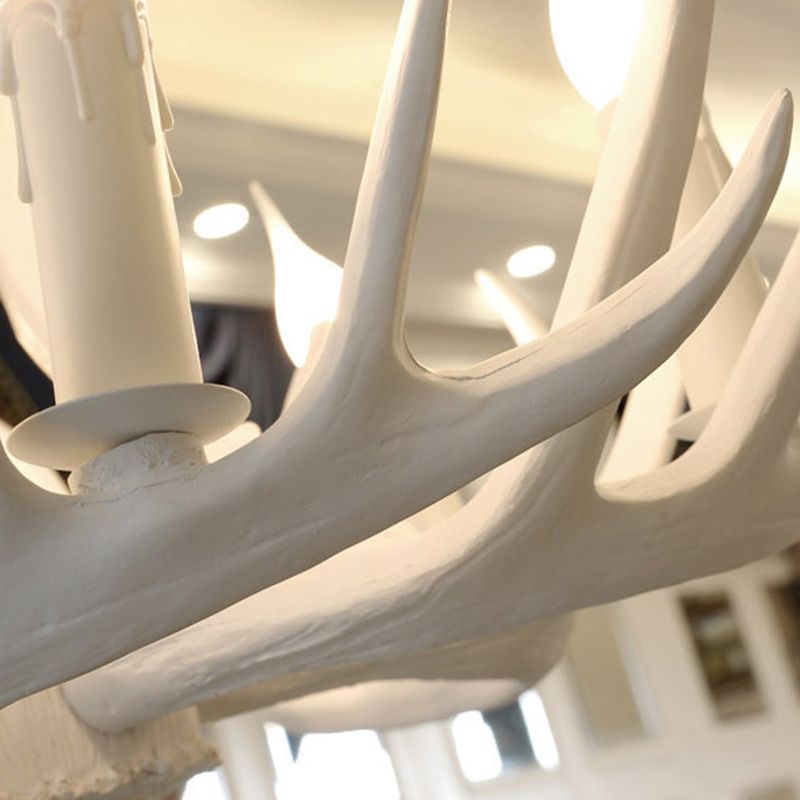 Résine rétro de rétro à corne lustre de style rustique de style rustique Lampe à lampe à lampe à la lampe en blanc